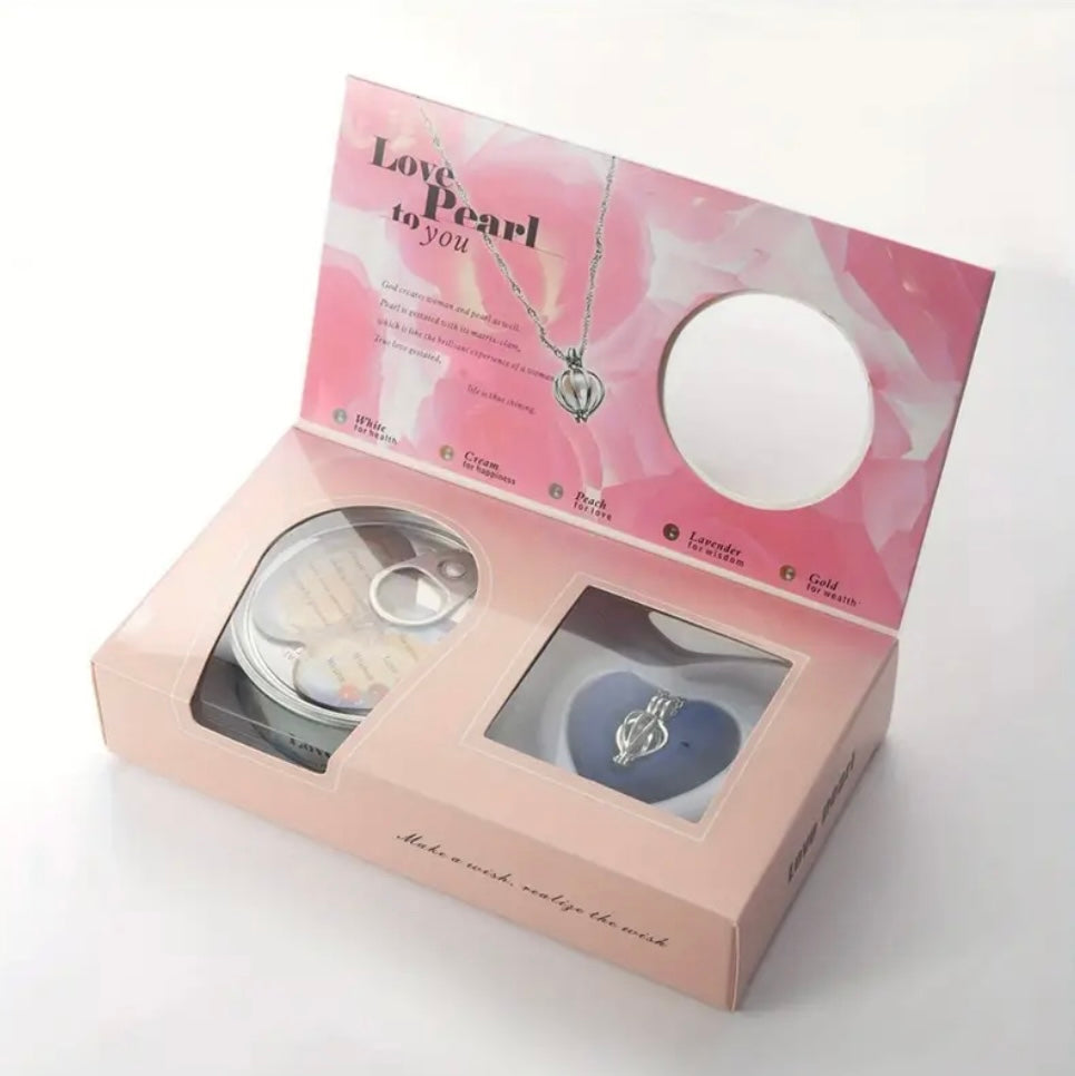 Collectible Figurines Pearl Mussel Pendant Necklace Cage Lock Pearl Couple Pearl